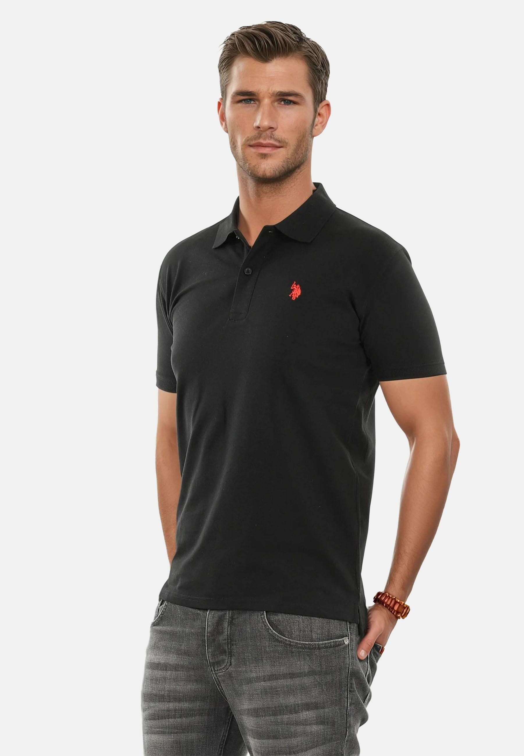 U.S. Polo Assn. Poloshirt USArrchie – Herren Classic Fit kurzarm mit Logo-Stickerei Mit Flachstrick-Kragen, Knopfleiste und elastischer Baumwollmischung