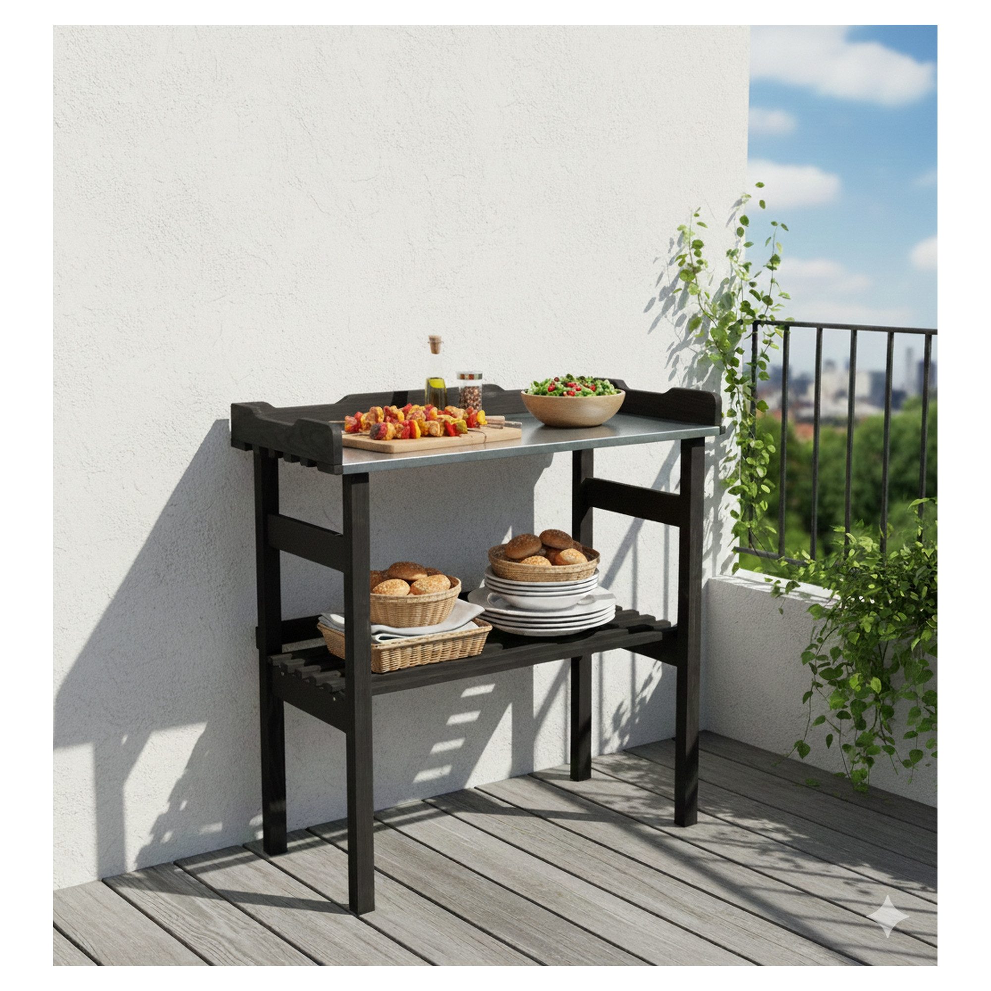 GartenDepot24 Pflanztisch Pflanztisch mit verzinkter Arbeitsplatte schwarz