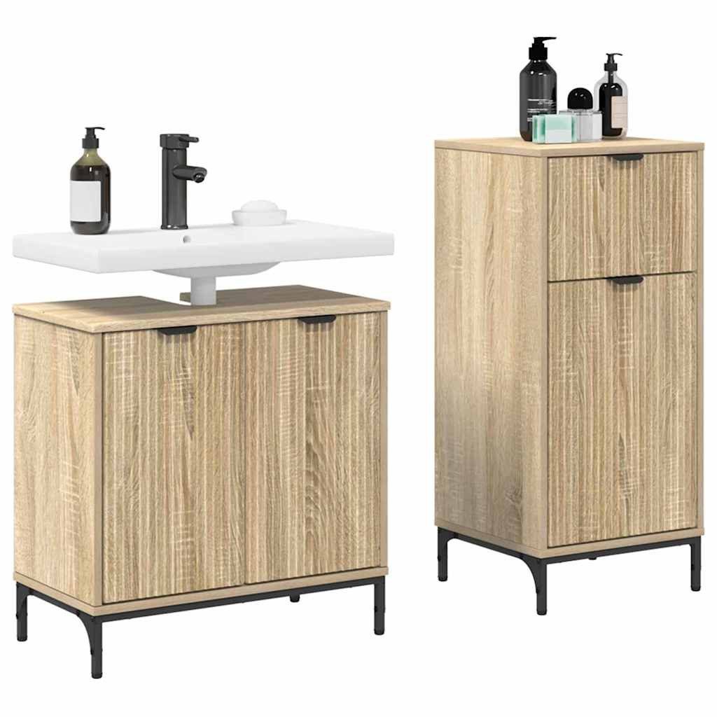 vidaXL Badezimmer-Set Badezimmermöbel-Set 2 pcs Sonoma-Eiche günstig online kaufen