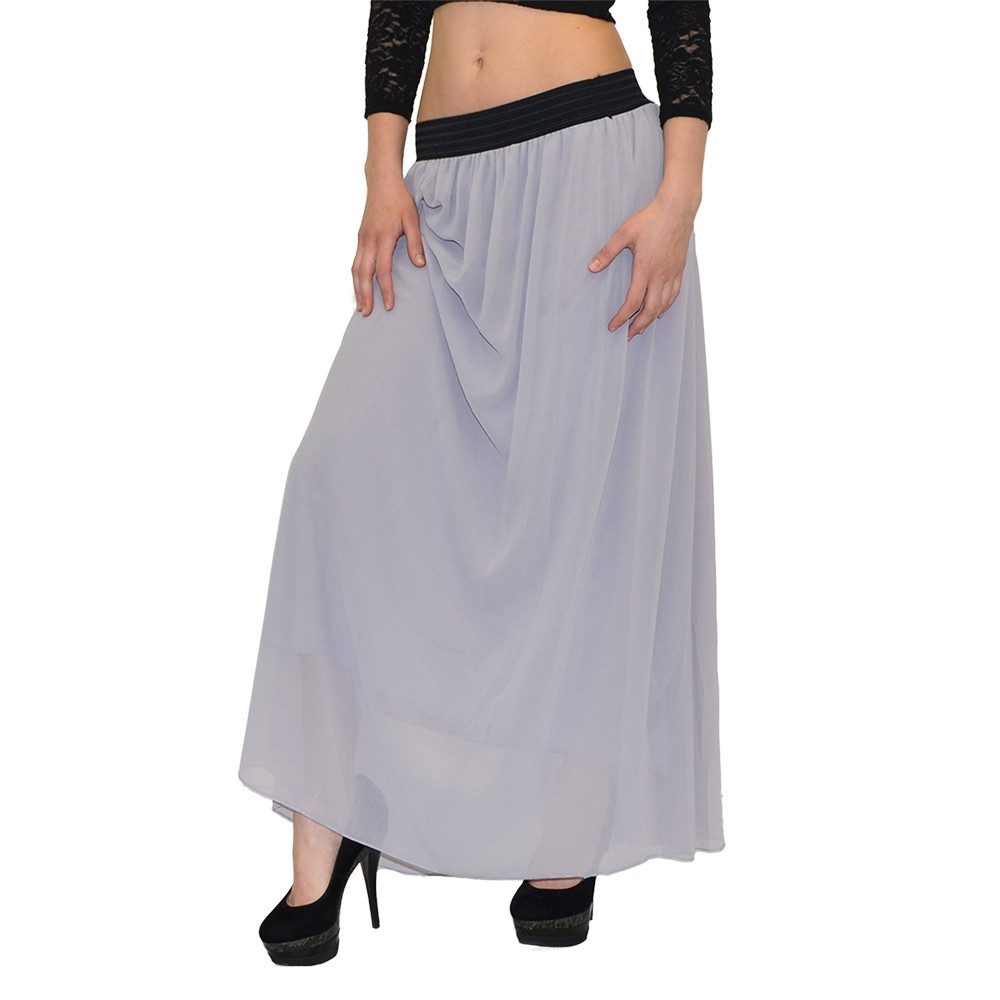 ESRA Sommerrock Damen Maxirock Chiffon Langer Rock Sommer Strandrock Elegant Damenrock Chiffon Maxi Damen Rock Langer Strandrock Sommer Maxirock Sale Rabatt