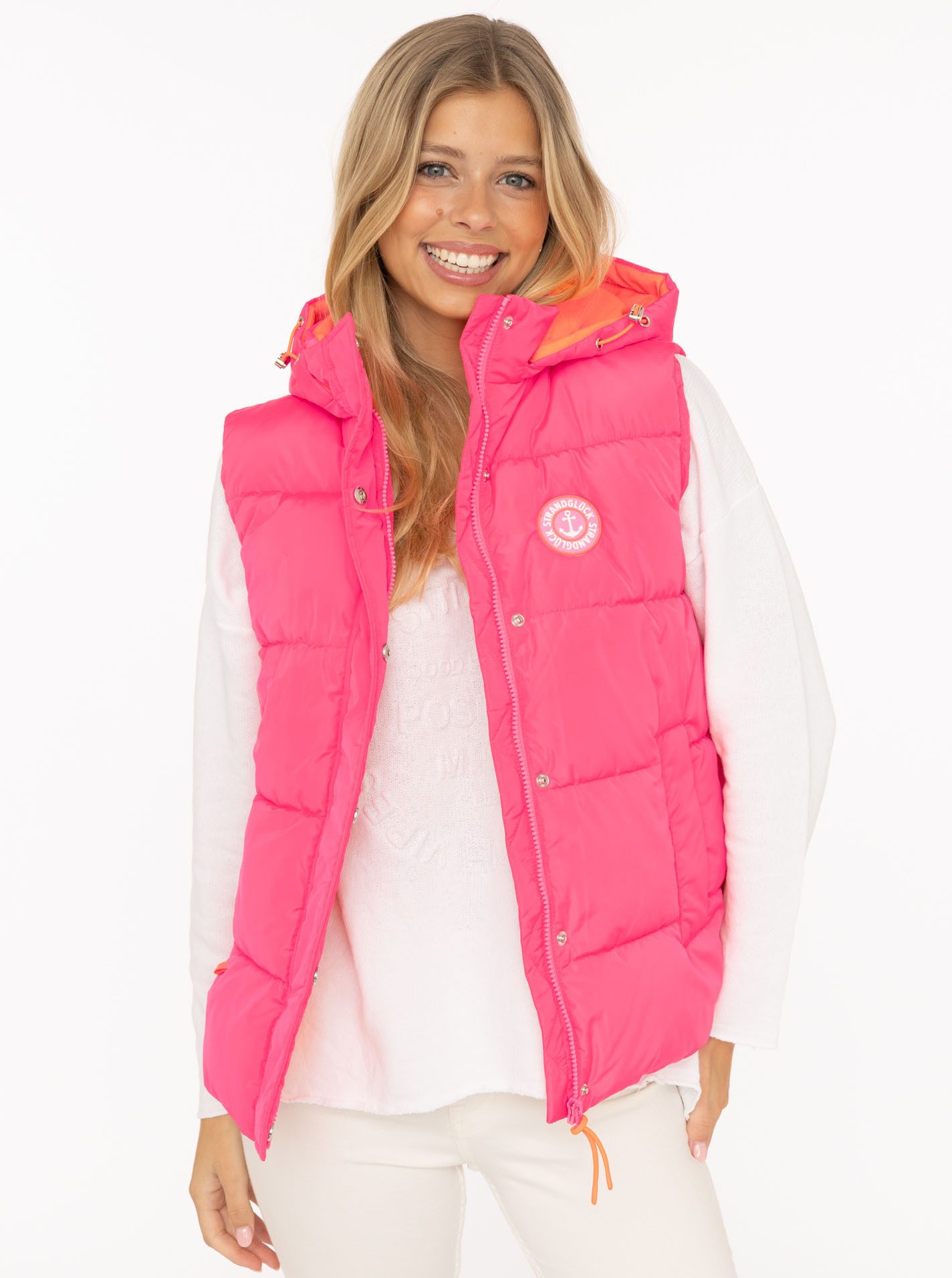 Zwillingsherz Steppweste "Strandglück" Kapuze, Eingriffstaschen, Ankermotiv