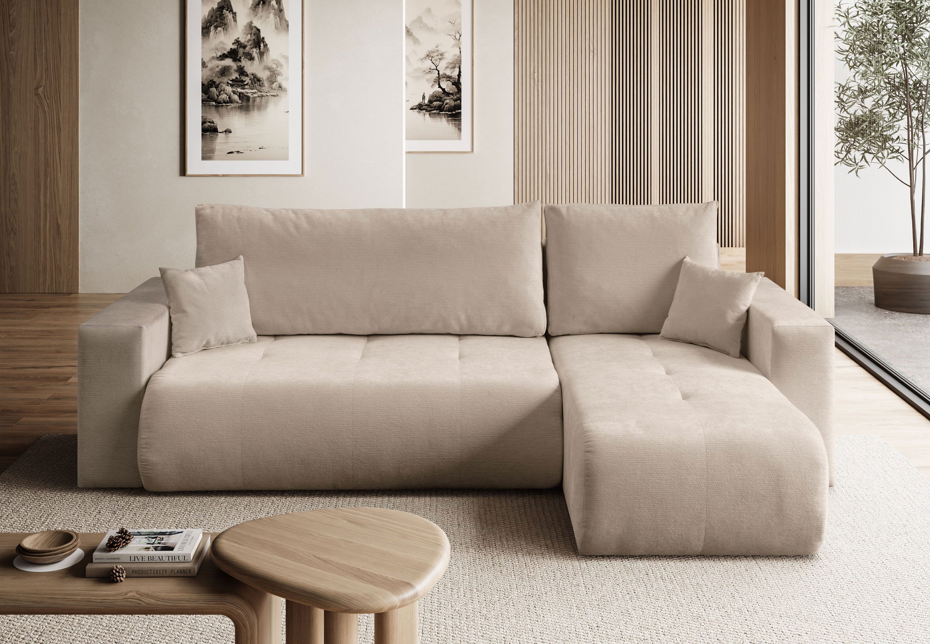 Lookway Ecksofa CLOUD II L mit Schlaffunktion und Bettkasten, 247x152x86 cm
