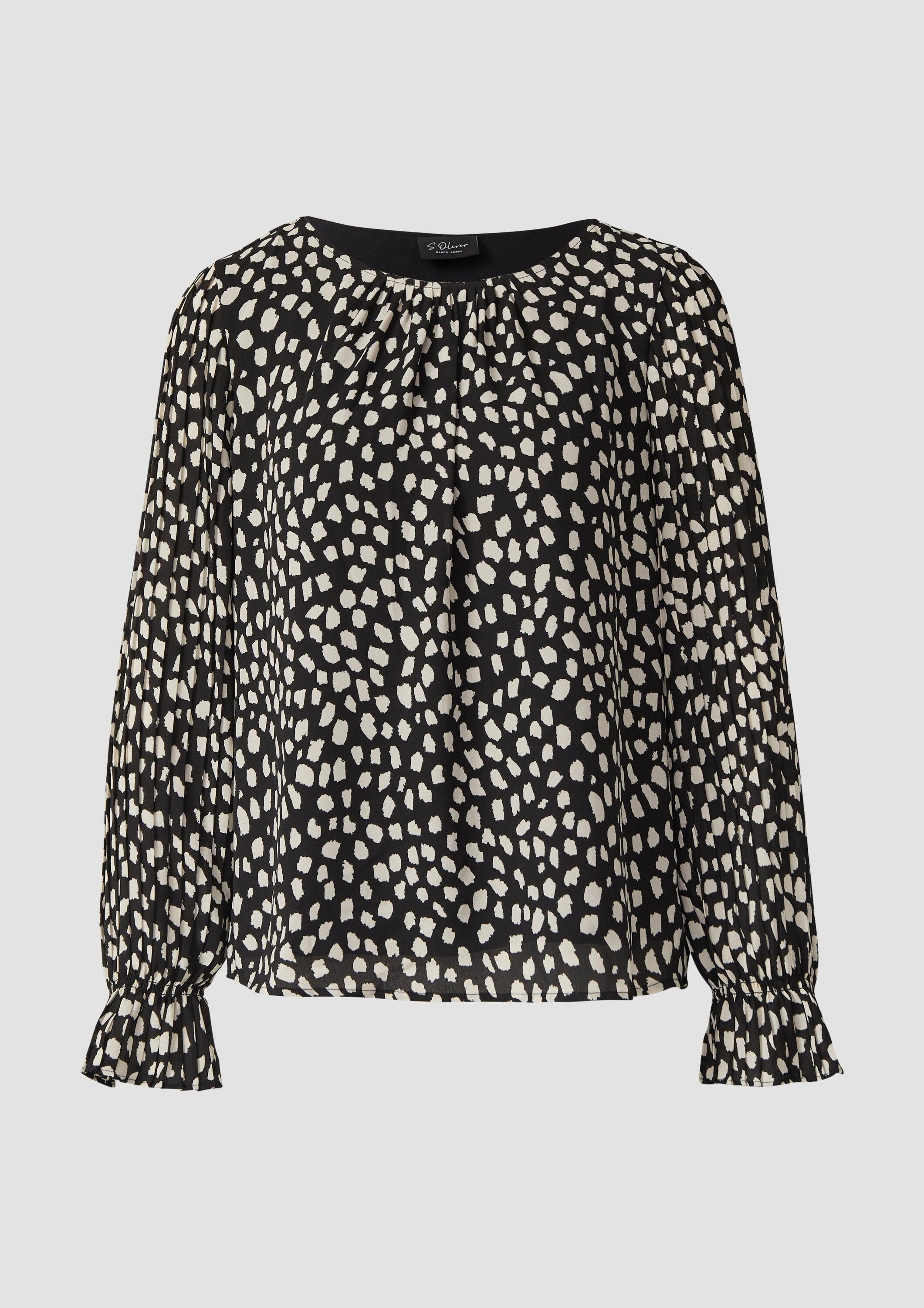 s.Oliver Langarmbluse Bluse Festliche Bluse mit Plissee-Ärmeln