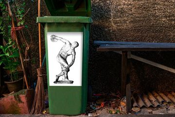 MuchoWow Wandsticker Illustration einer geschnitzten Statue namens Diskuswerfer (1 St), Mülleimer-aufkleber, Mülltonne, Sticker, Container, Abfalbehälter