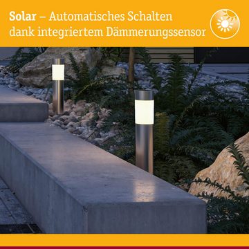 Paulmann LED Solarleuchte LED Solar Pollerleuchte Layra in Edelstahl-gebürstet 0,01W 1lm IP44, keine Angabe, Leuchtmittel enthalten: Ja, fest verbaut, LED, warmweiss, Solarleuchten