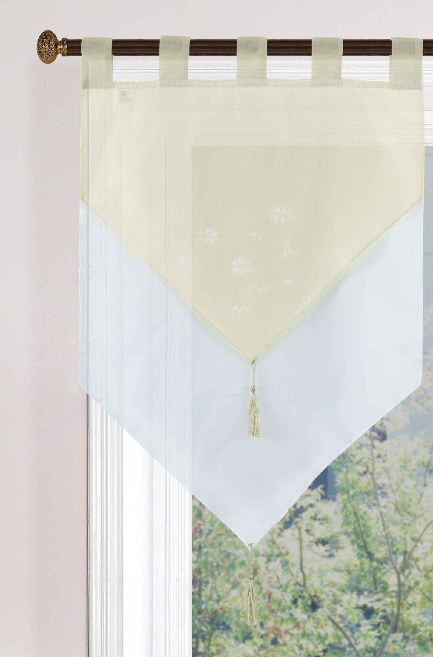 Gardinenbox Scheibengardine (1 St), Schlaufen, transparent, Voile, Zweilagig Scheibenhänger Panneaux Bistrogardine