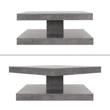 ML-DESIGN Couchtisch Wohnzimmertisch Moderner Beistelltisch Geräumiger Sofatisch, 360° drehbare Tischplatte Ablagefläche 78x78x36cm Grau Beton Optik