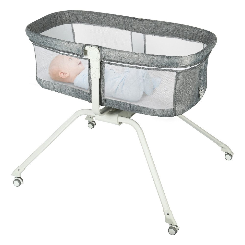 JEOBEST Beistellbett Babywiege, Beistellbett Baby, Baby Bett mit Rollen, Einfach Transport, mit Moskitonetz, Atmungsaktives Maschen-Design