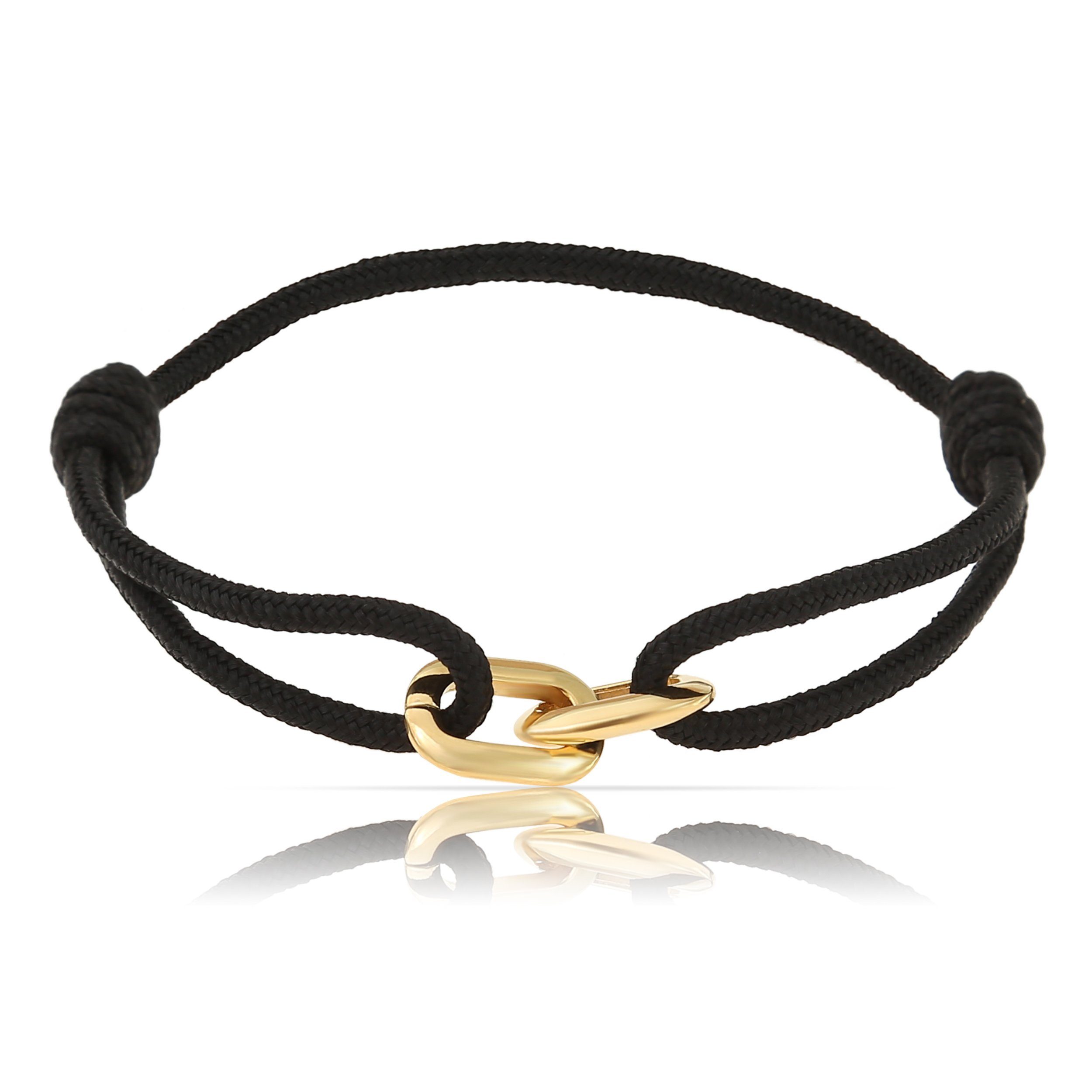 Made by Nami Armband Wasserfest Schwarz Handgemacht, Armband Gold Surfer Herren Verstellbar Armband Segeltau Armband Minimalistisches Armband Damen