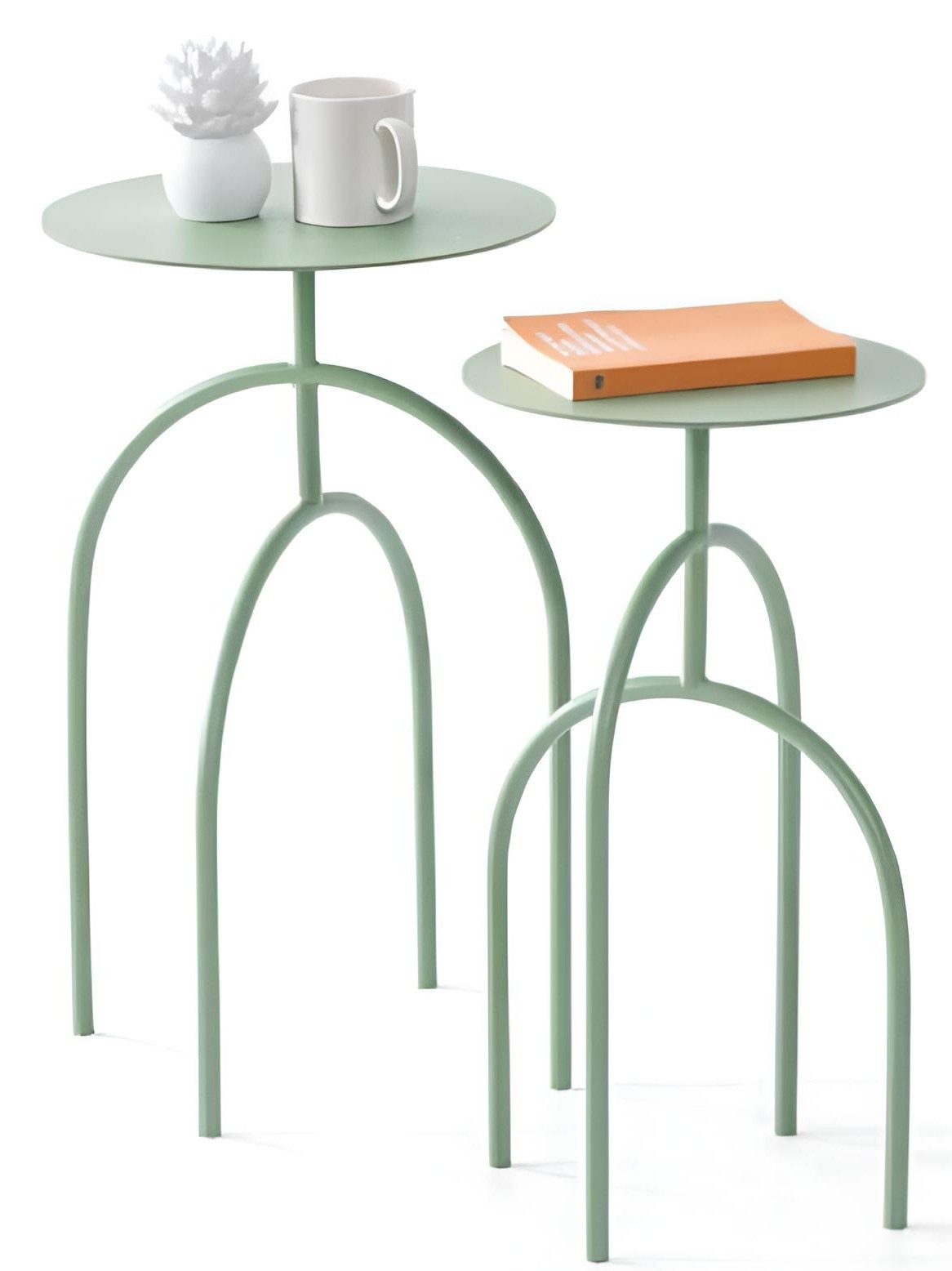 Xlmoebel Beistelltisch XLMOEBEL Beistelltisch mit gebogenen Metallbeinen in Grünton, Made in Europa