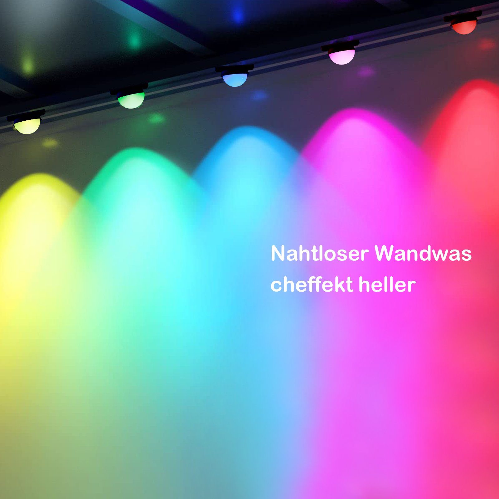 Rosnek Deko Hinterhof, Smart, Garten LED-Lichterkette RGB, für 10M, 25LEDS, Weihnachten Wasserdicht, Party Terrasse APP/Fernbedienung;