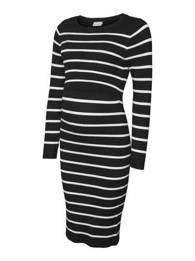 Mamalicious Shirtkleid Langarm Umstands Kleid Knielanges Shirt Dress MLNEWSIV (kurz) 5689 in Schwarz-Weiß