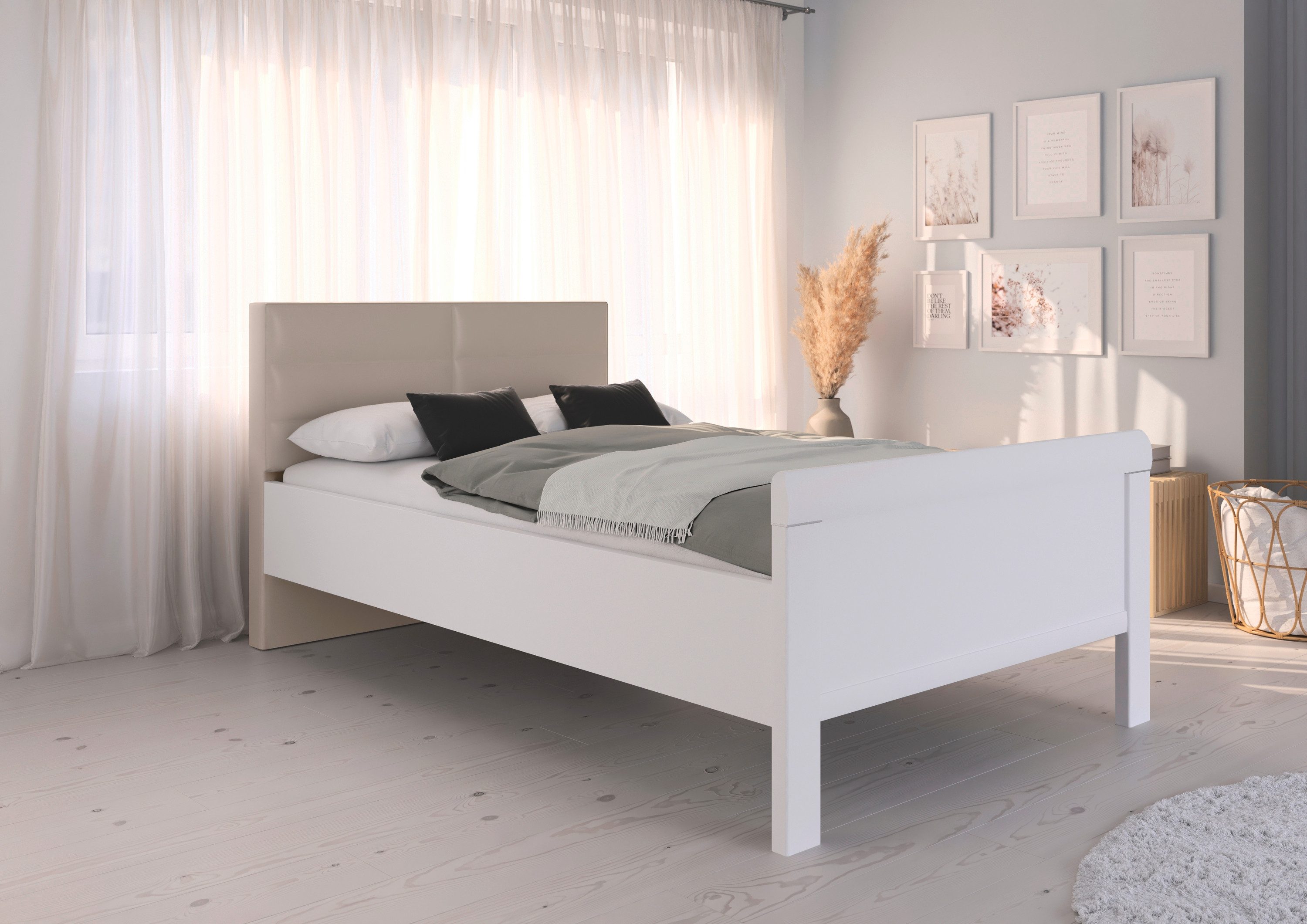 rauch Bett Bett Einzelbett Stollenbett EVELYN, in Komforthöhe mit Polsterkopfteil in elegantem Stil MADE IN GERMANY