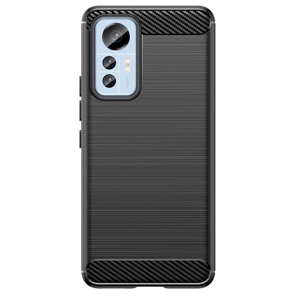 CoverKingz Handyhülle Hülle für Xiaomi 12 Lite 5G Handyhülle Silikon Case Bumper 16,63 cm (6,55 Zoll), Handyhülle Bumper Silikoncover Softcase Carbonfarben