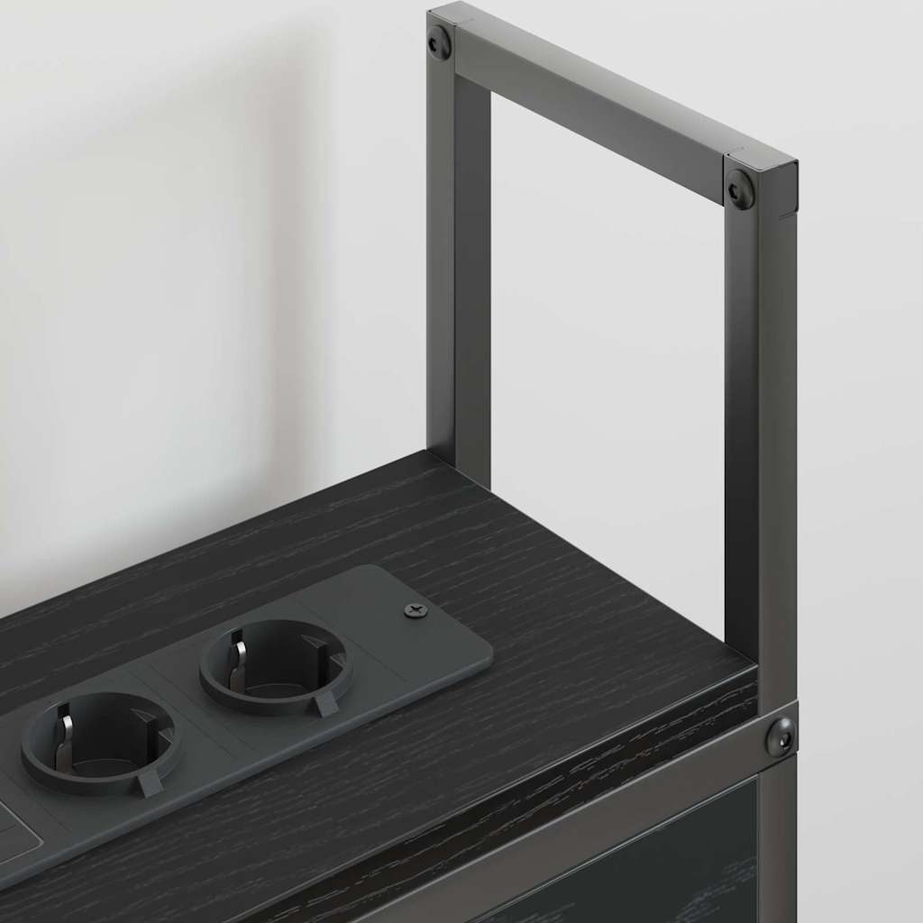 vidaXL Bett Kopfteil mit Stauraum mit Ladestation Schwarz Eichen-Optik (1-tlg) – Bild 4 von 5