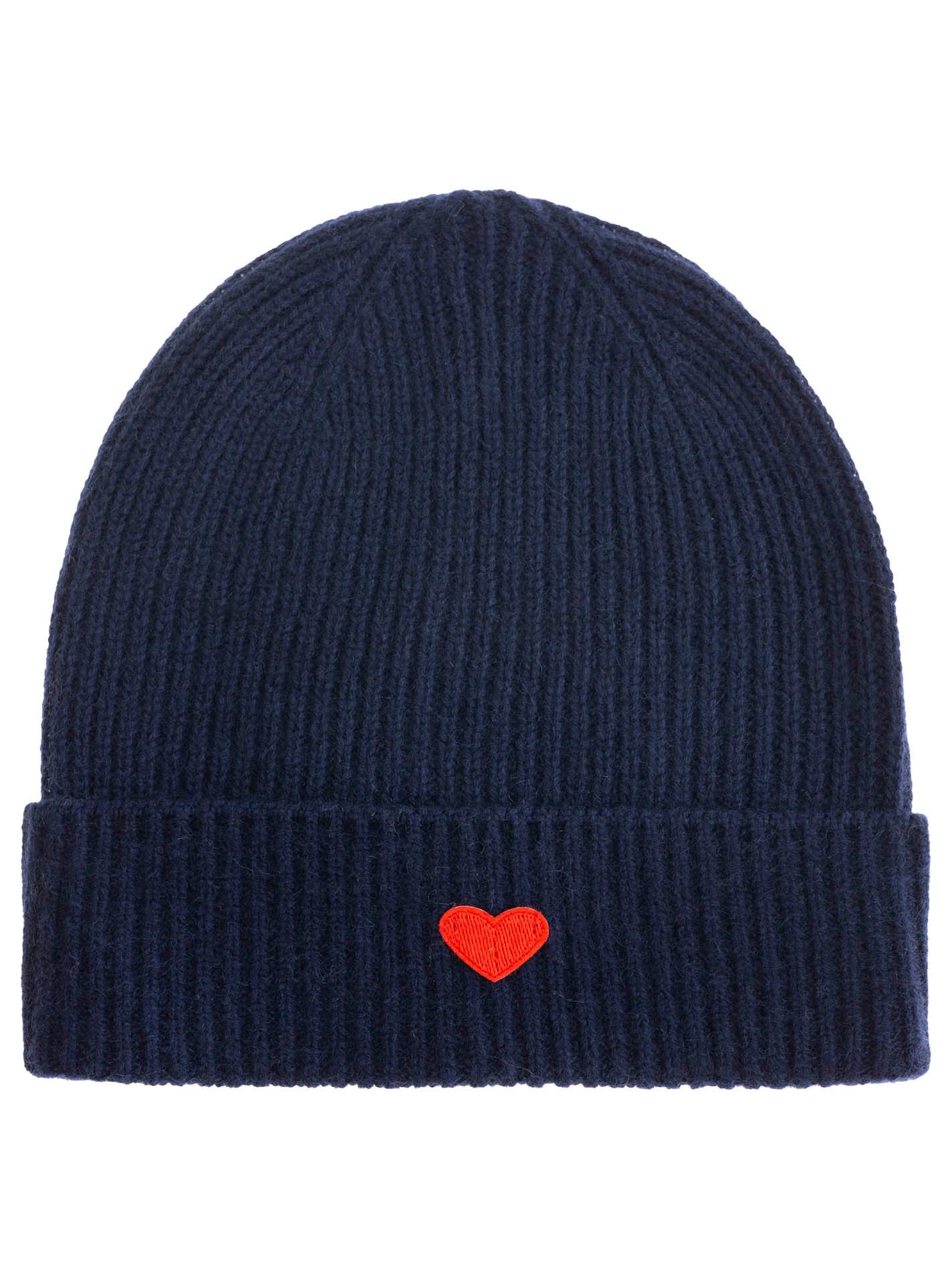 Zwillingsherz Beanie Beanie with Heart-Patch Rippstrick, mit breitem Umschlag, wärmend