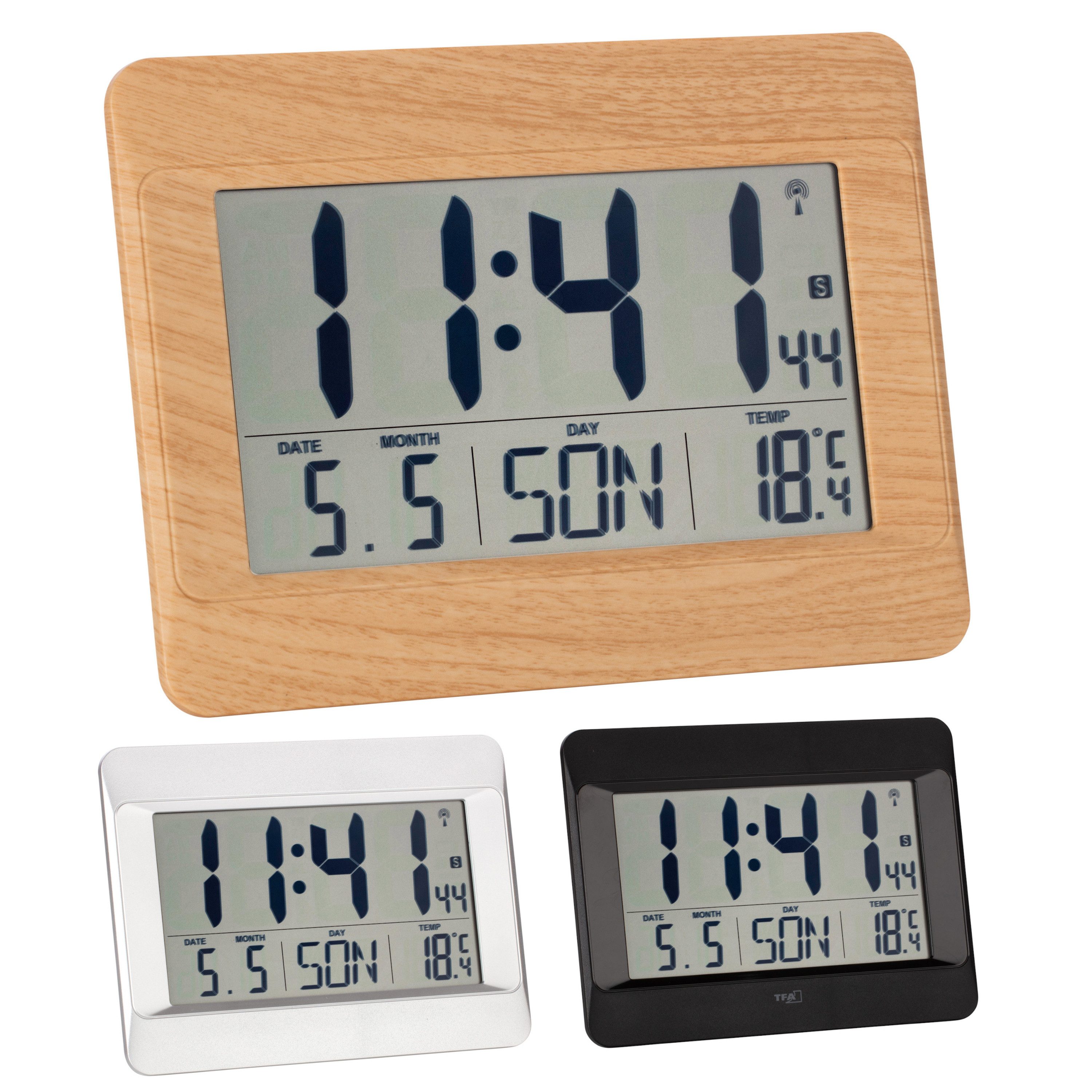 TFA Dostmann Funkwanduhr digitale Wanduhr TFA 60.4519 mit Datum, Wochentag günstig online kaufen