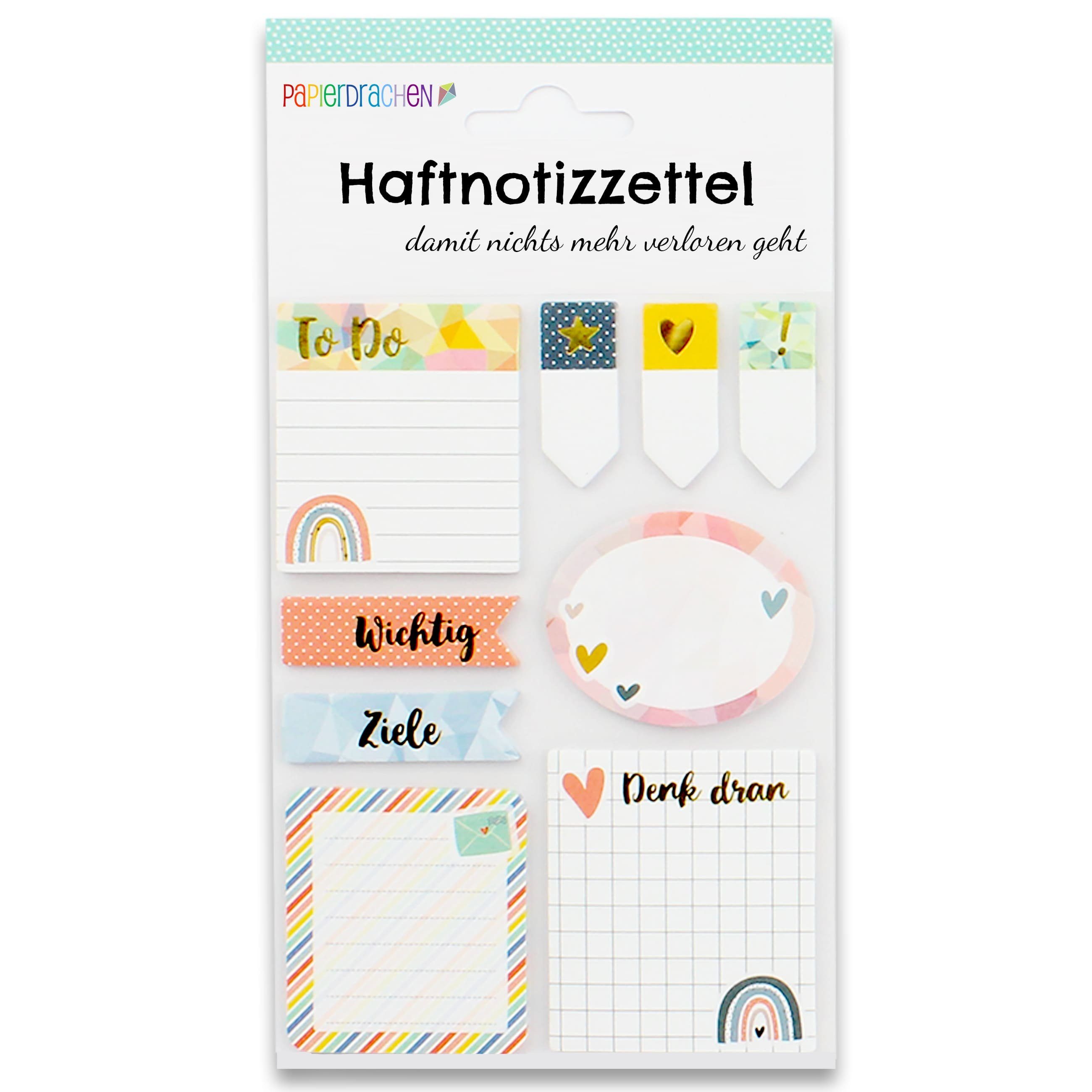 PAPIERDRACHEN Haftnotizblock Bullet Journal Sticky Notes - Blöcke Haftnotizen, Klebezettel