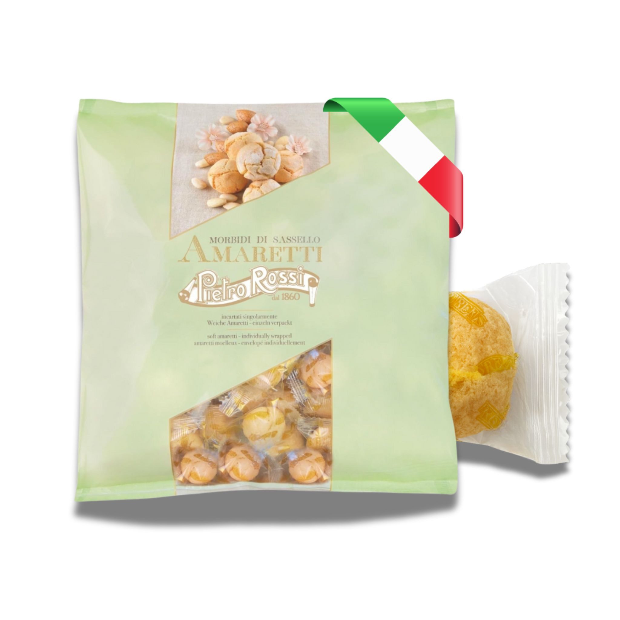 Pietro Rossi Kekse Pietro Rossi Amaretti 750g einzeln verpackt – 37,5% Aprikosenkerne, 1 x (einzeln verpackt, frischer Genuss aus Italien, zart & weich)