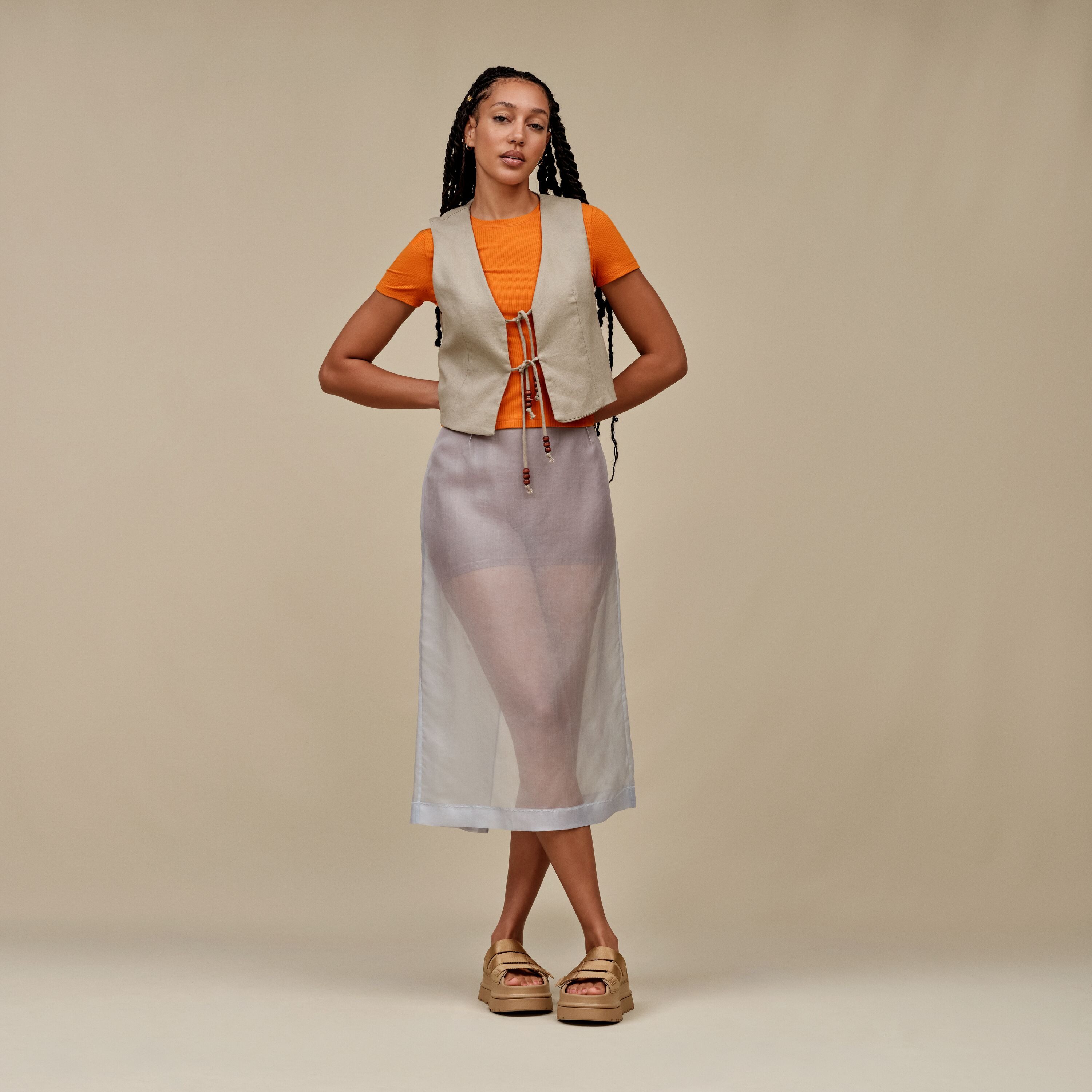 UGG GOLDENGLOW SLIDE Pantolette, Plateauschuh, Sandale, Flats mit Fußbett