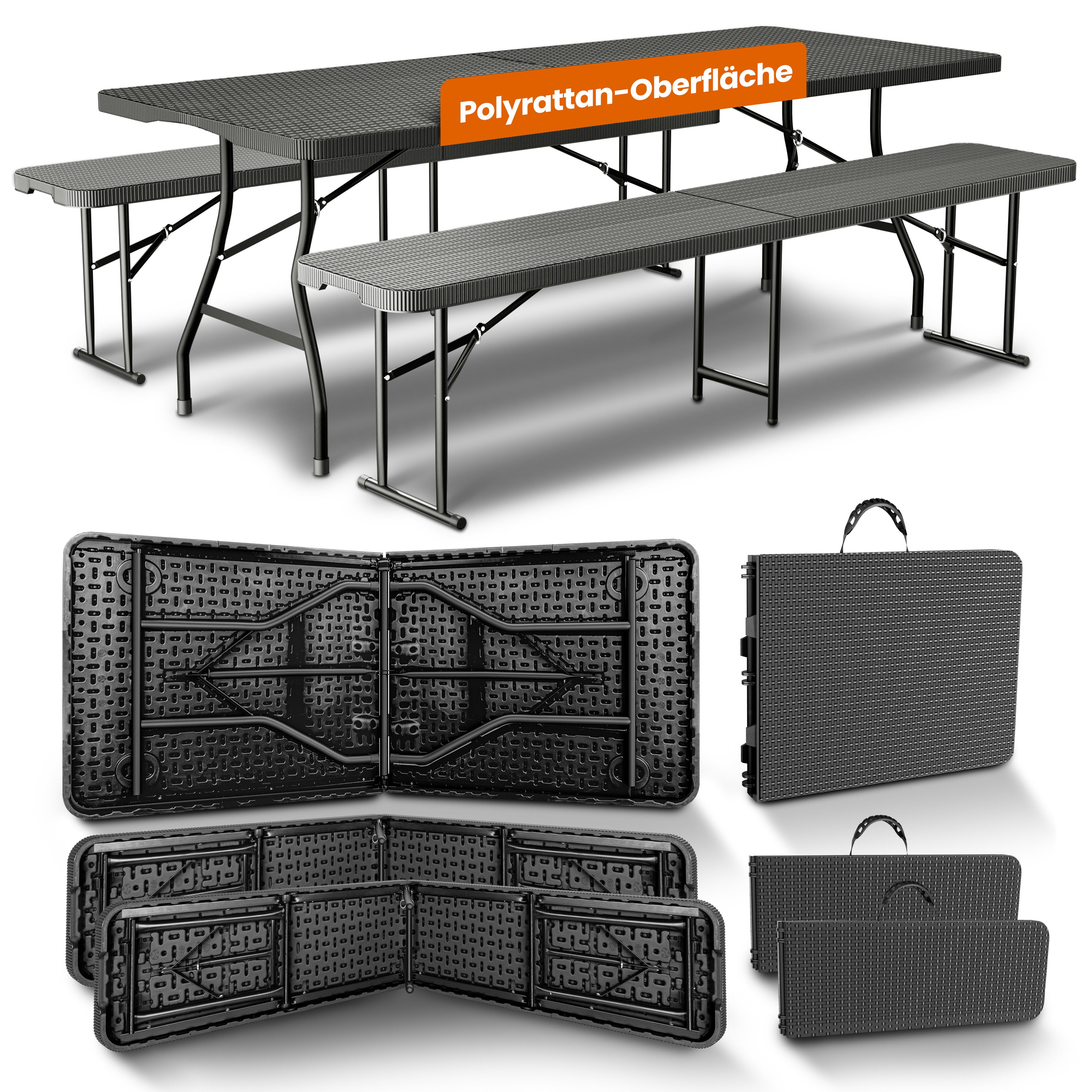 NewHabitat Bierzeltgarnitur Klappbar, Polyrattan Bierbank, Biertisch Set, B günstig online kaufen