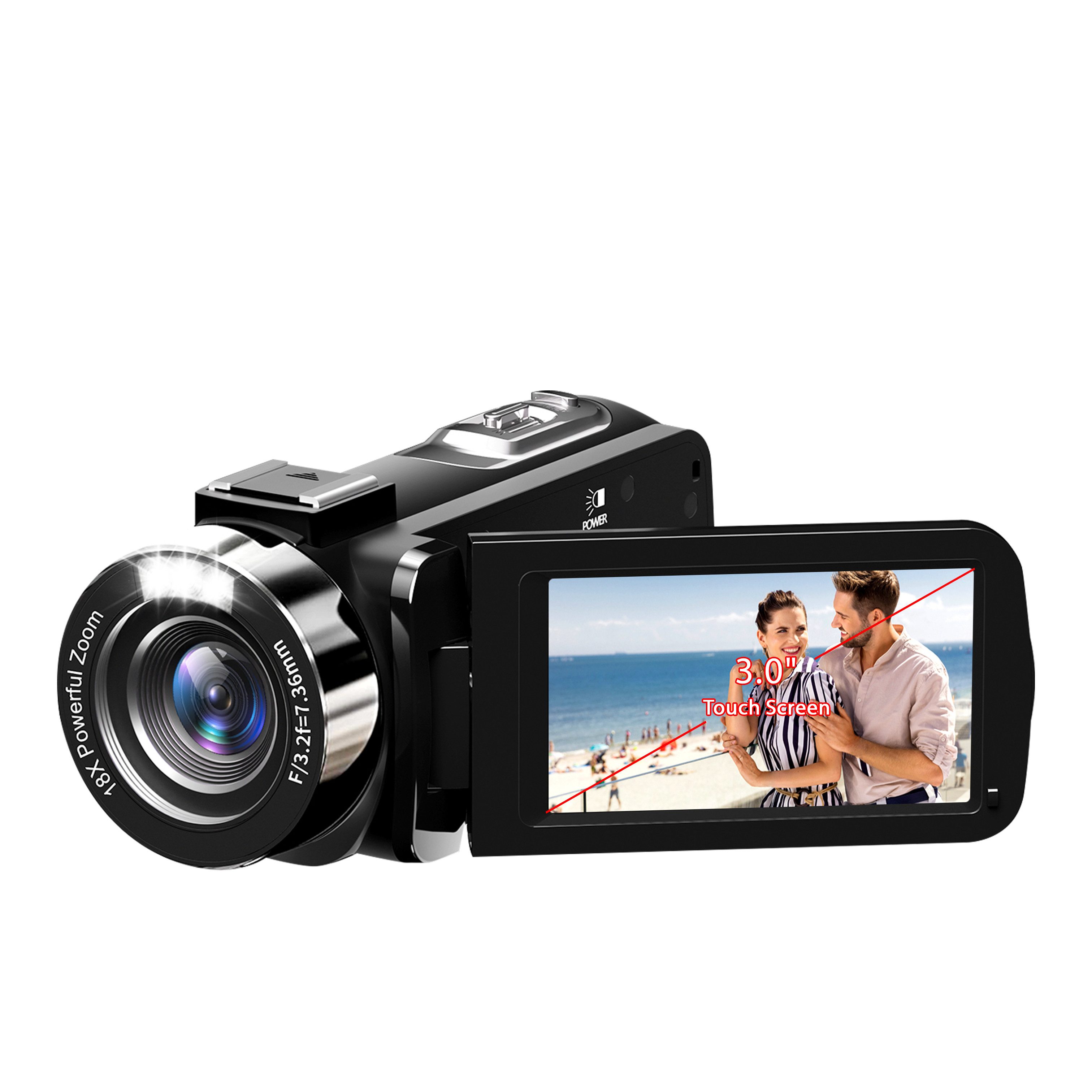 FANNOU Camcorder (42MP Videokamera mit 3" HD-Display, 32GB TF card, 18X Digitalzoom) – Bild 4 von 5