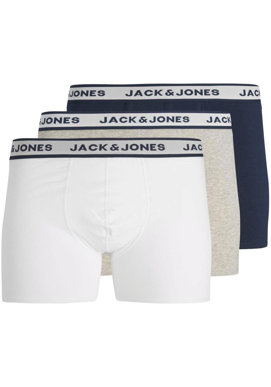 Jack & Jones Boxershorts JACSOLID Grey BRIEFS Melange 3-St) PACK 3 Light BOXER NOOS (Packung