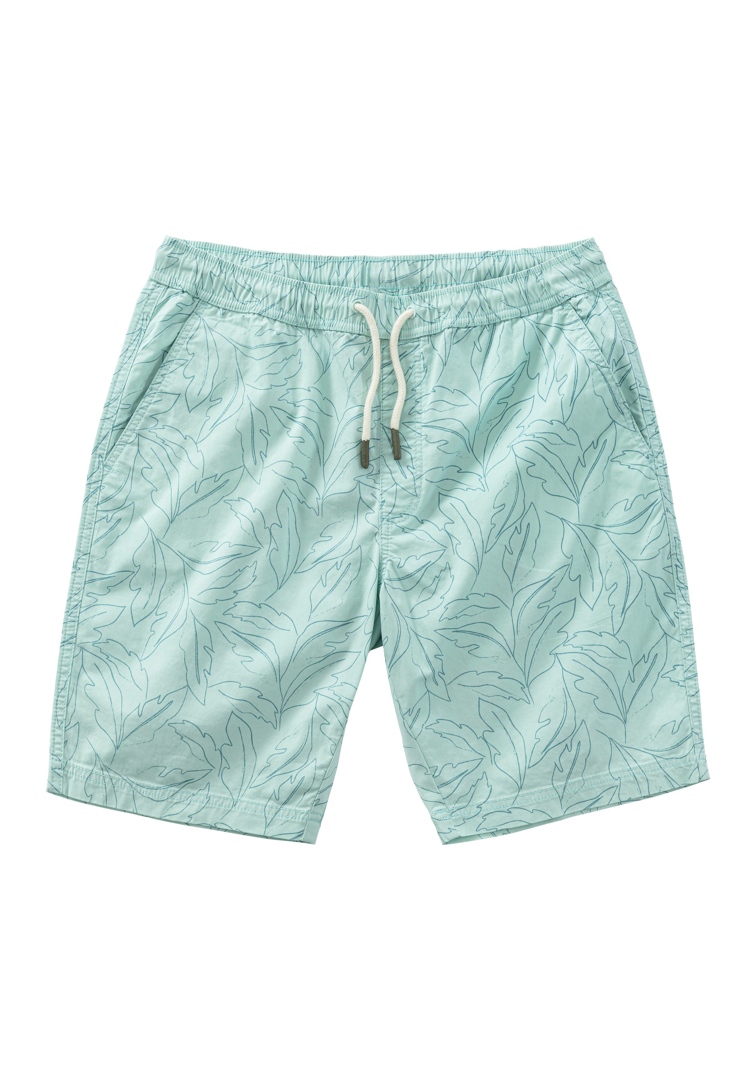 John Devin Shorts - Bermuda mit Blätter-Print kurze Schlupfhose aus elastischer, gewebter Baumwollqualität – Bild 2 von 5