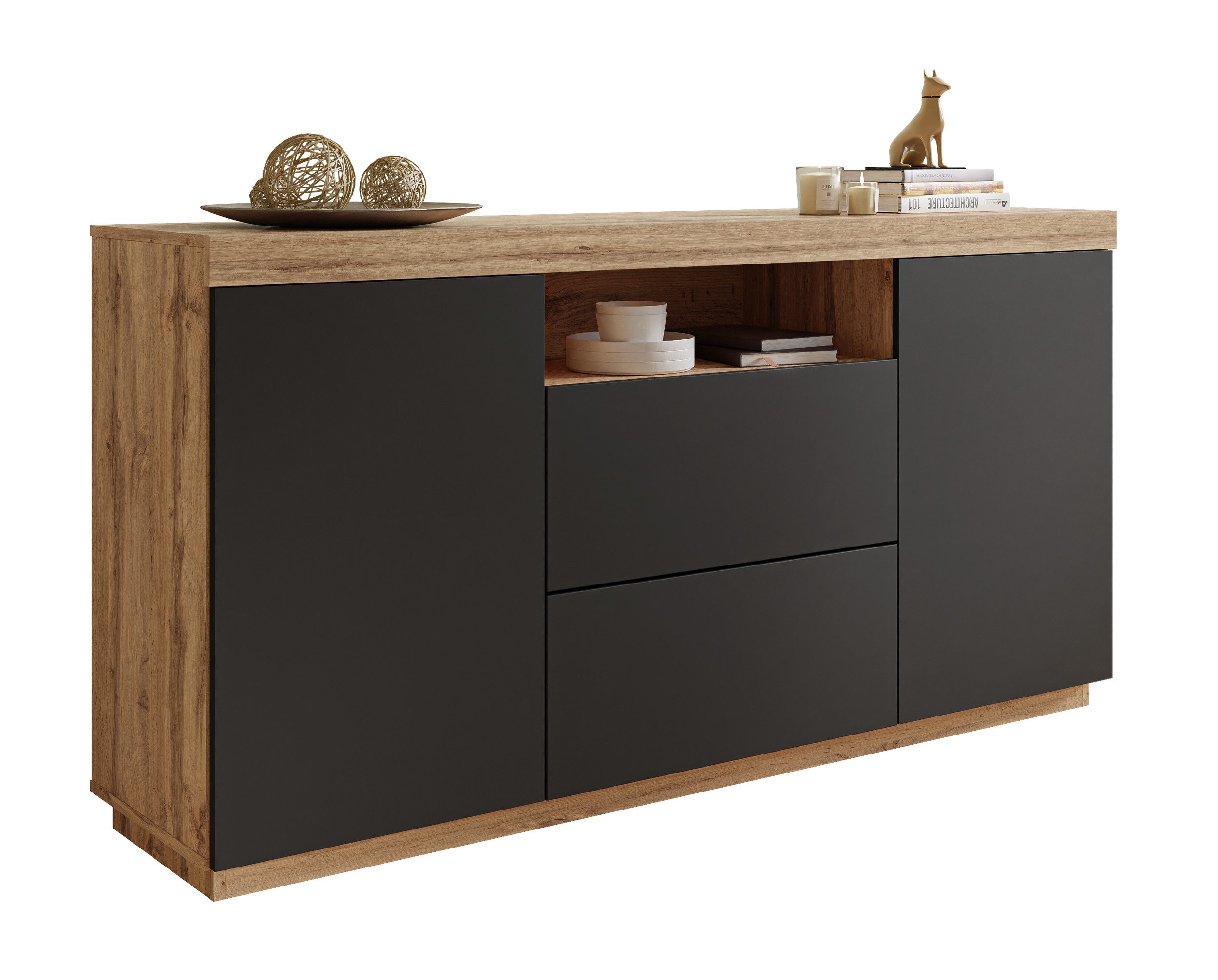 Lookway Kommode YOSHI auf Sockel und Schublade im Industrial Design, 164x85x42 cm