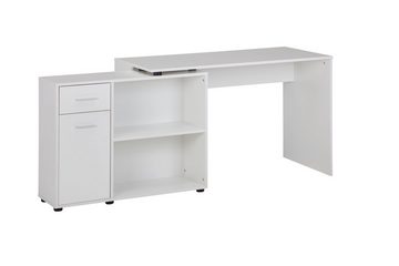 Wohnling Schreibtisch WL5.305 (Eckschreibtisch 120 x 75,5 x 106,5 cm Weiß), HomeOffice Bürotisch Schreibtischkombination