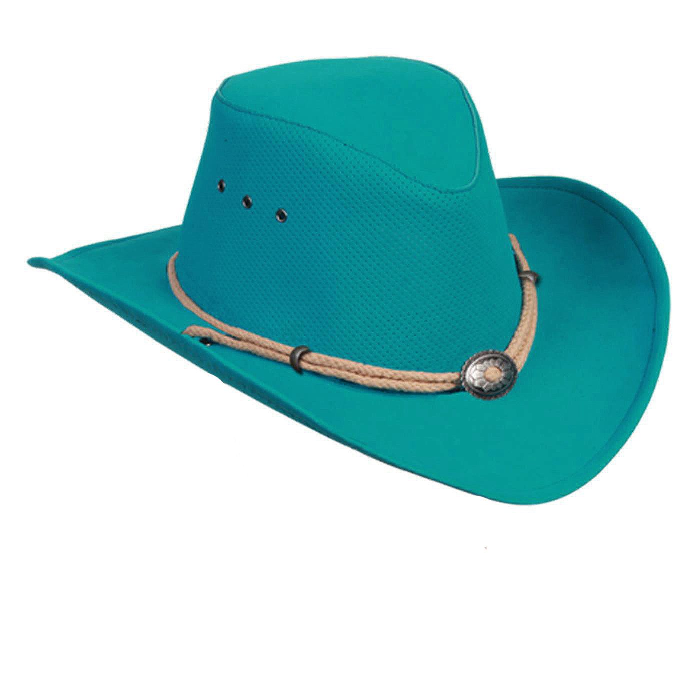 Outbacker Cowboyhut Outdoor Sommerhut in veganem Leder-super leicht und luftig inkl. Kinnb