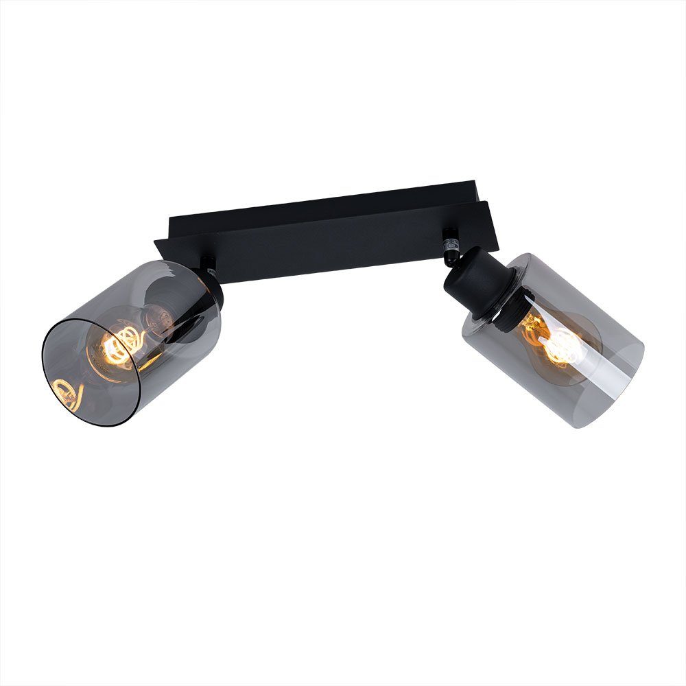 GLOBO LIGHTING LED Deckenleuchte, Leuchtmittel inklusive, Warmweiß, LED Deckenleuchte Spotlampe Rauchglas schwarz Glas Wohnzimmer