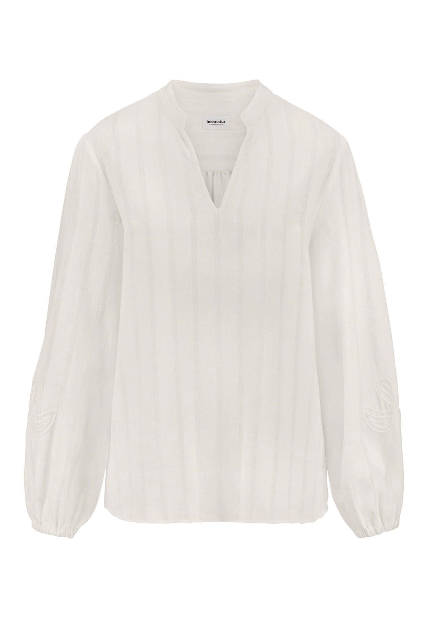 Hessnatur Klassische Bluse aus Bio-Baumwolle mit Leinen (1-tlg)