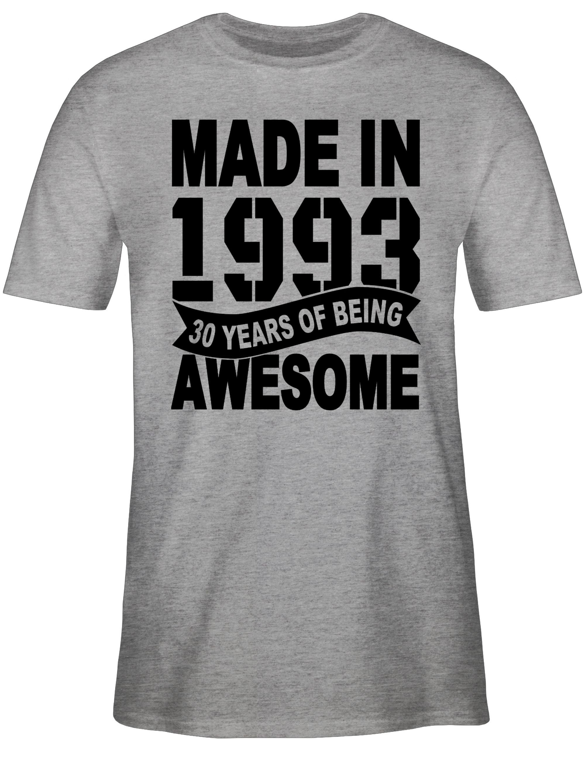 Grau meliert 30. 3 Geburtstag T-Shirt of Made schwarz years Thirty 1993 awesome being in Shirtracer
