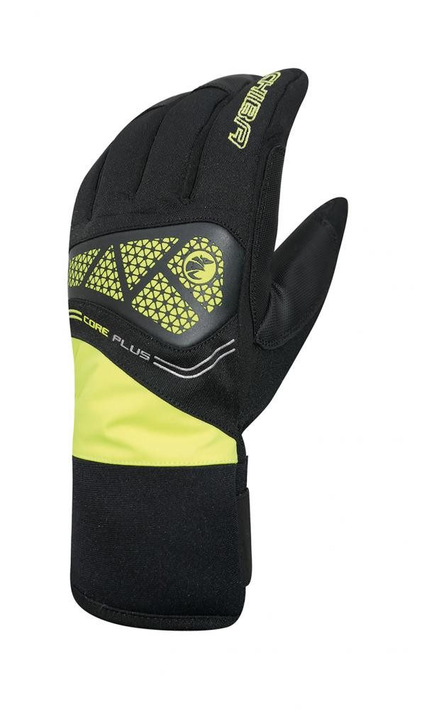 Fahrradhandschuhe CHIBA Core Plus - wasserdichte Winter-Radhandschuhe, Größe 7, sz/neong