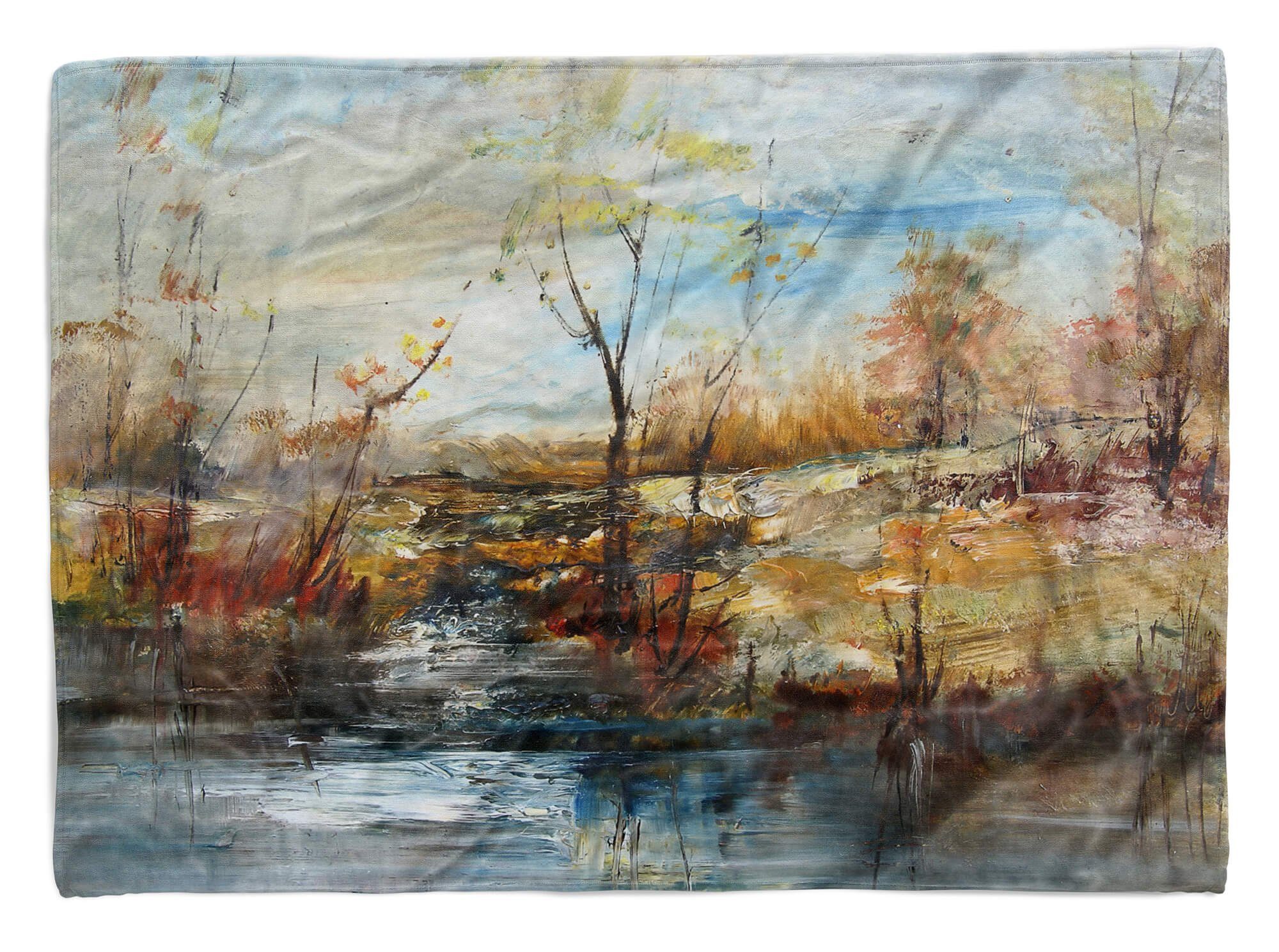 Kuscheldecke Gemälde Baumwolle-Polyester-Mix mit Handtuch Bäum, Sinus Strandhandtuch Handtuch Art Natur Fotomotiv Saunatuch (1-St), Handtücher