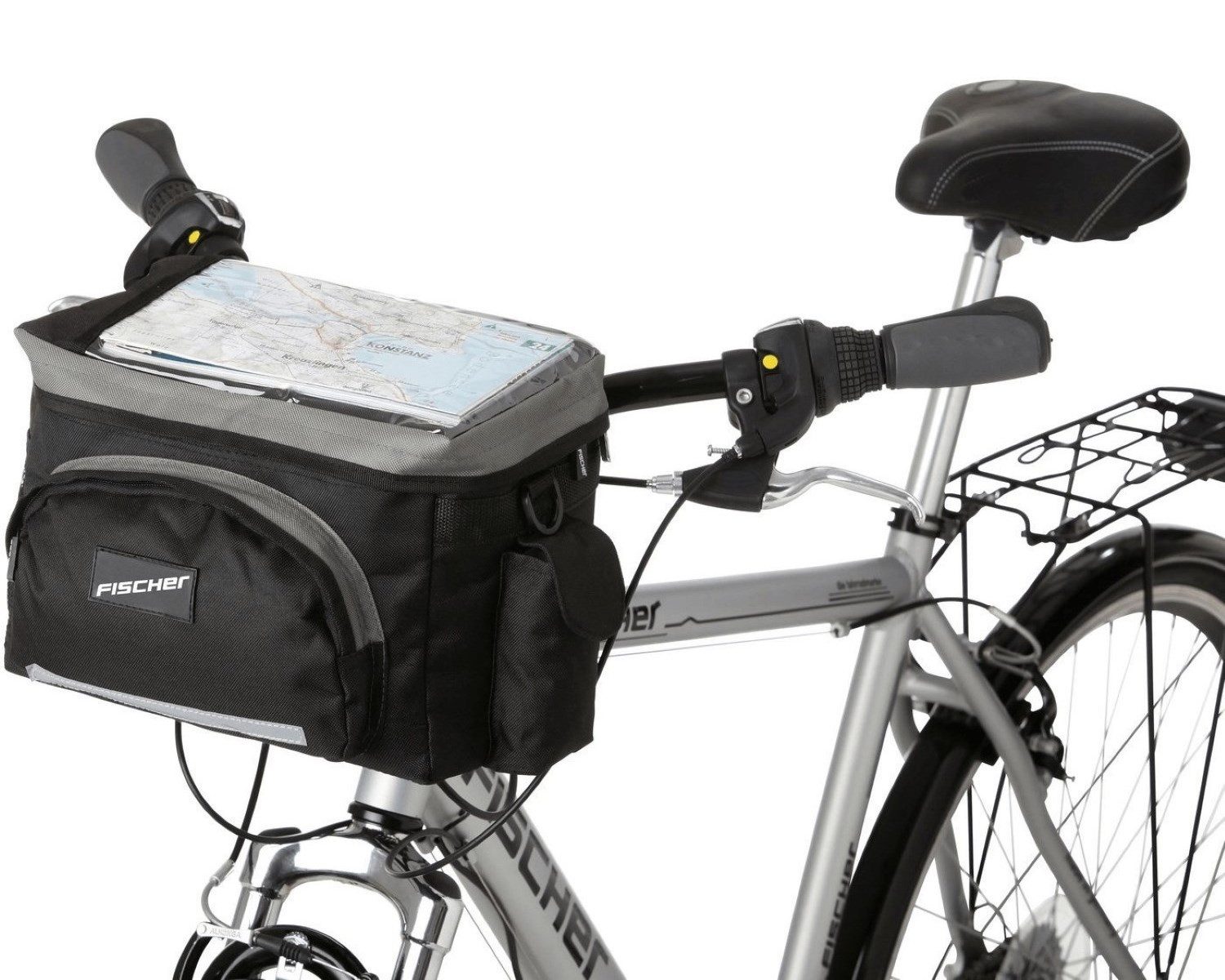 FISCHER Fahrrad Fahrradtasche Fischer Lenker-Tasche 8L Fahrrad-Tasche Schwarz, Lenkertasche Bike Case Bikepacking Bag wasserabweisend auch für E-Bike