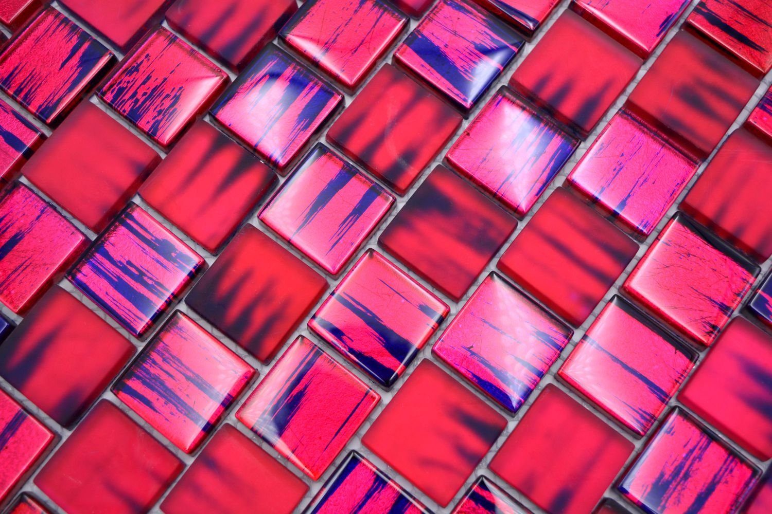 Mosaikfliesen Crystal glänzend Mosani 10 pink / Mosaikfliesen Matten Glasmosaik