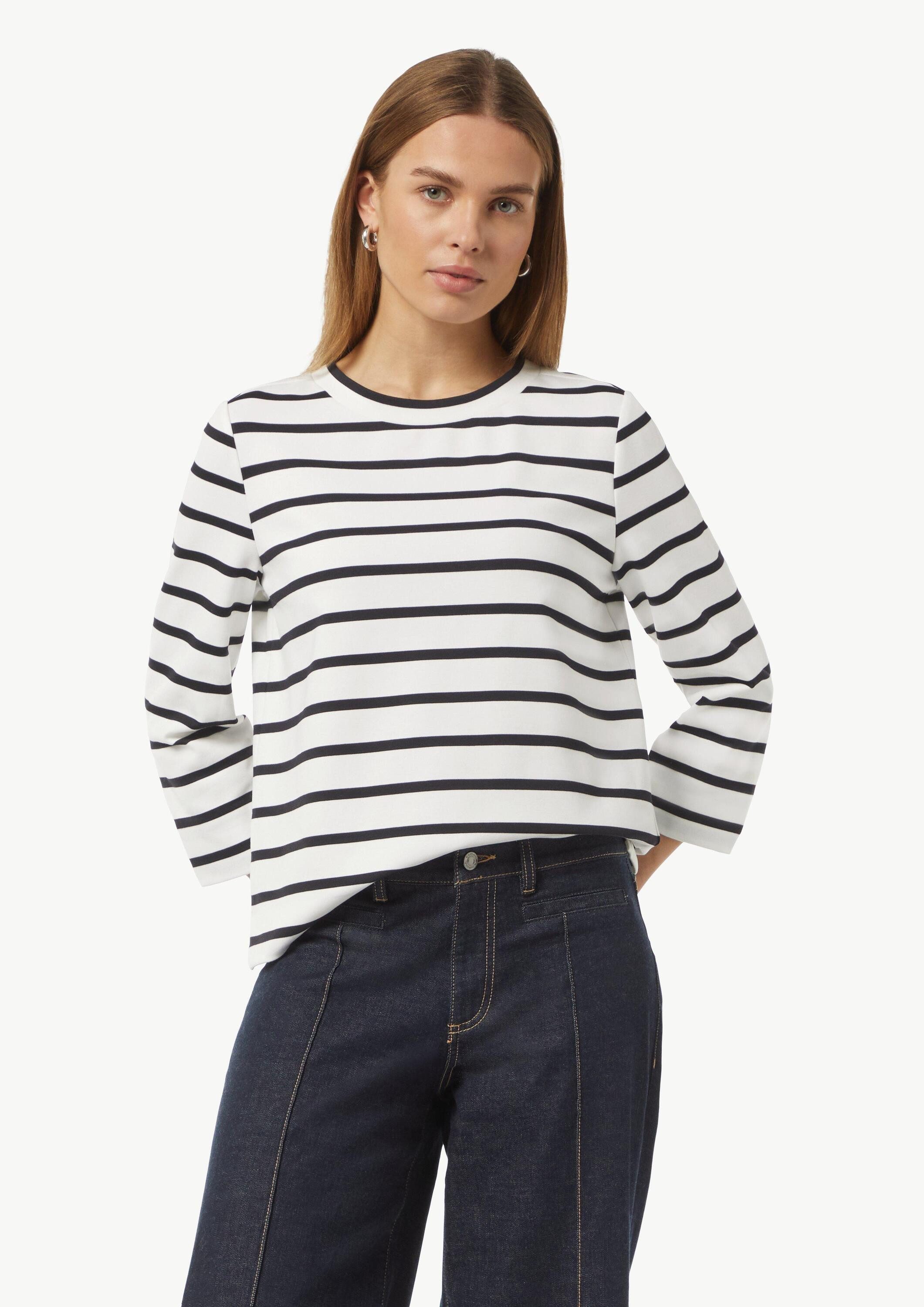 comma Sweatshirt Ringelsweatshirt mit verkürztem Ärmel