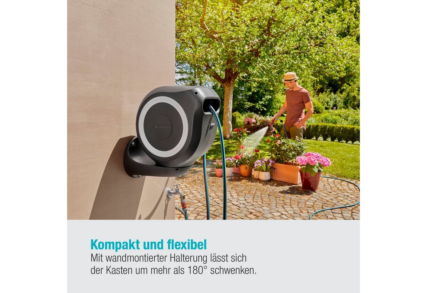 Thumbnail - GARDENA Wandschlauchbox RollUp M, 18612-20, mit 20 Meter Schlauch