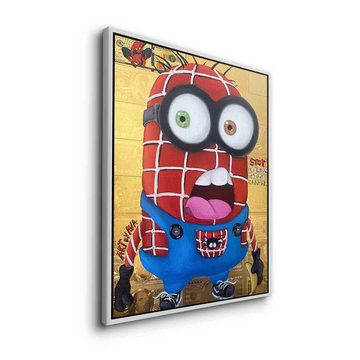 DOTCOMCANVAS® Leinwandbild Spider Minion, Leinwandbild Spider-Man Minions Comic Cartoon rot gold