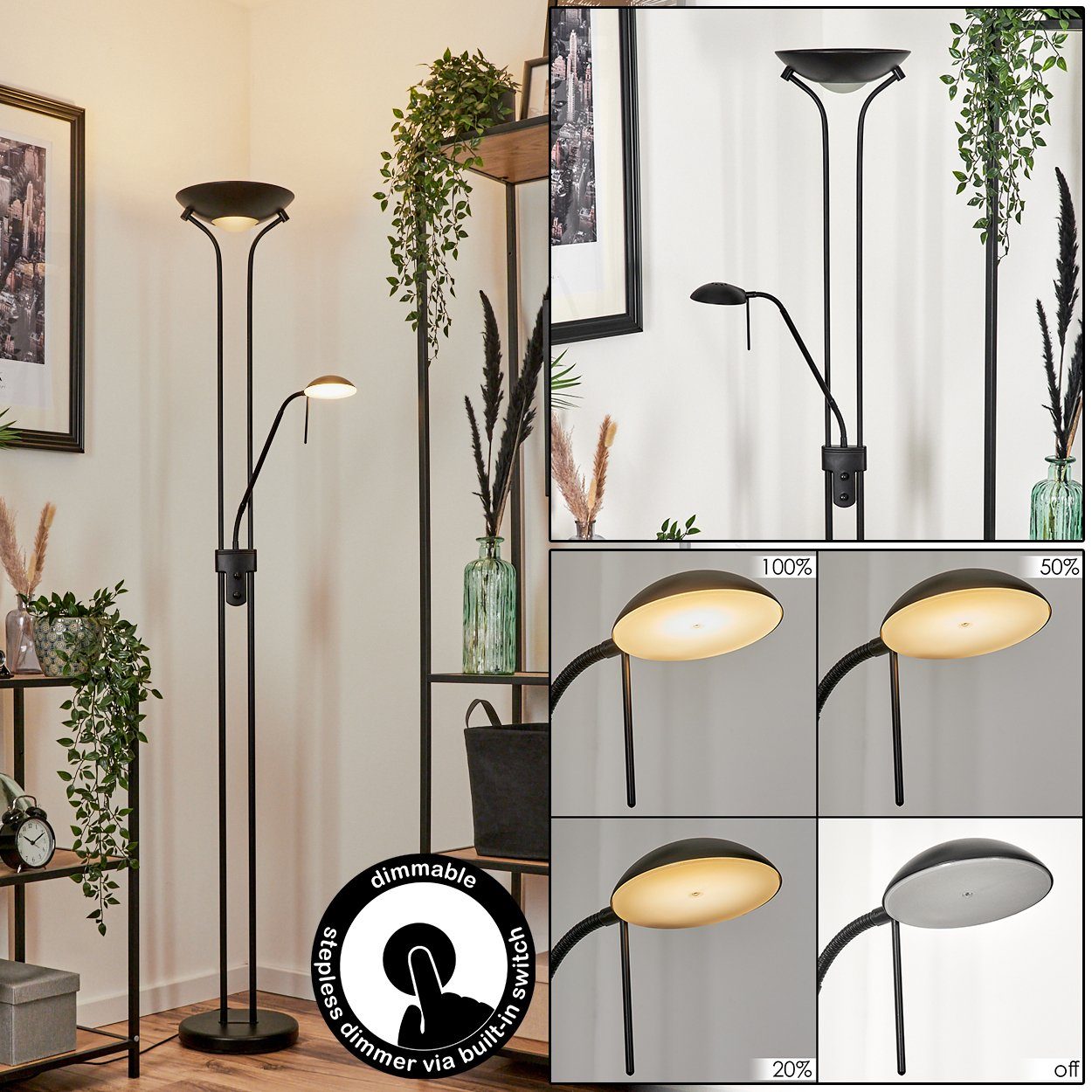 hofstein Stehlampe moderne Bodenlampe aus Metall/Glas günstig online kaufen