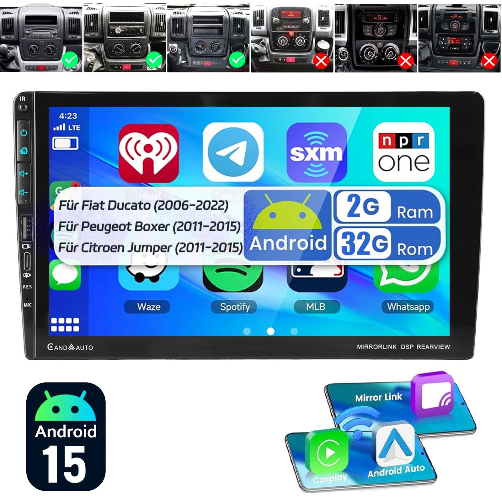 ESSGOO DAB+ Für Fiat Ducato 2006-2023 Carplay Android 15 Autoradio GPS Wifi Autoradio (RDS, 4+64GB(optional), DAB (optional), FM, AM, DAB+ (optional), Carplay Android Auto Bluetooth EQ USB GPS Navi WIFI Touchscreen)