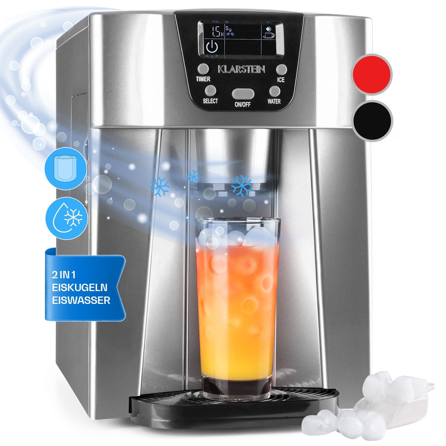 Klarstein Eiswürfelmaschine Ice Volcano 2G, Eiswürfelmaschine Eiswürfelbereiter Ice Cube Maker Eiswürfel Automat