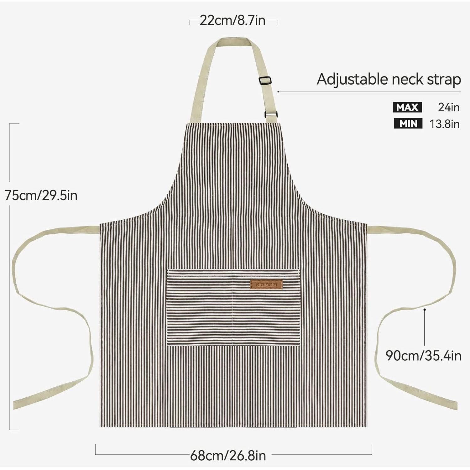 LuxusKollektion Kochschürze Kochschürze Damen Taschen Kochen Backen Schwarz Braune Streifen 2 pack – Bild 2 von 5