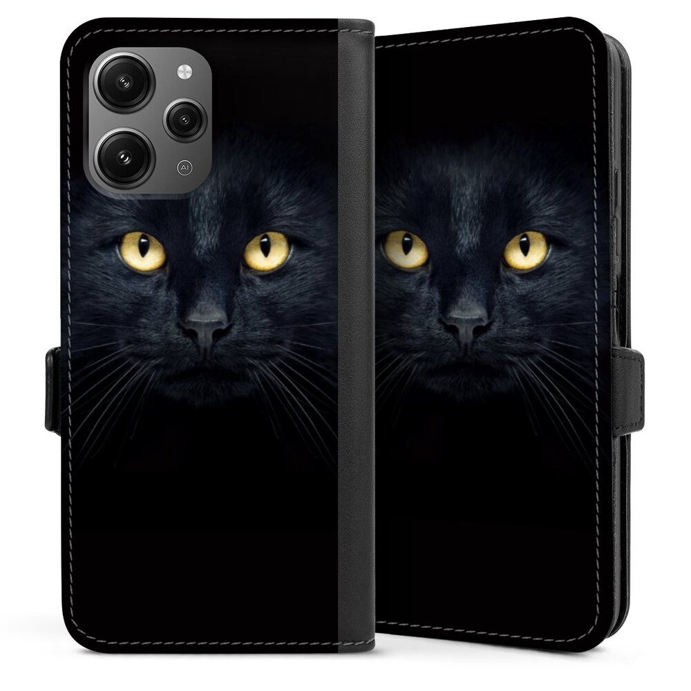 DeinDesign Handyhülle Katze Auge schwarz Tom Cat, Xiaomi Redmi 12 Hülle Handy Flip Case Wallet Cover Handytasche Leder