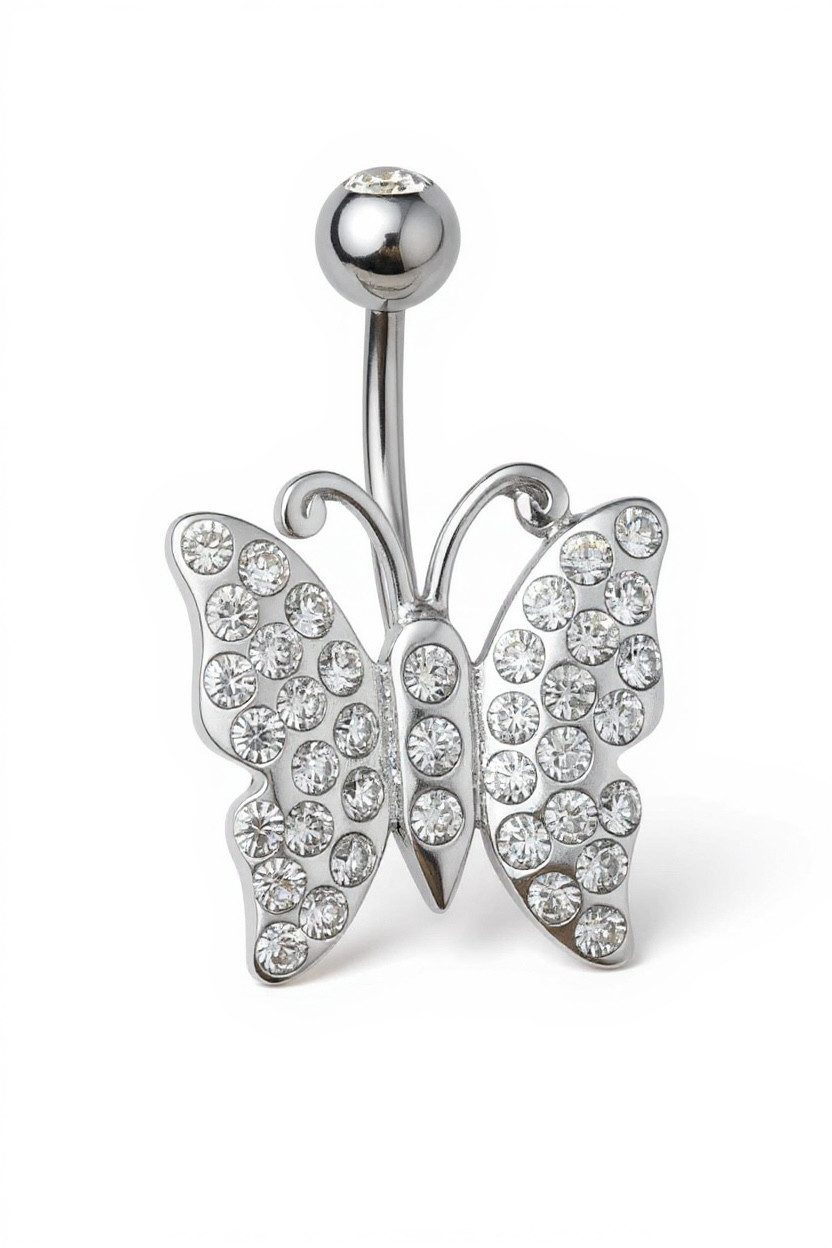 Bauchnabelpiercing 925 Silber rhodiniert Schmetterling Zirkonia SBB11