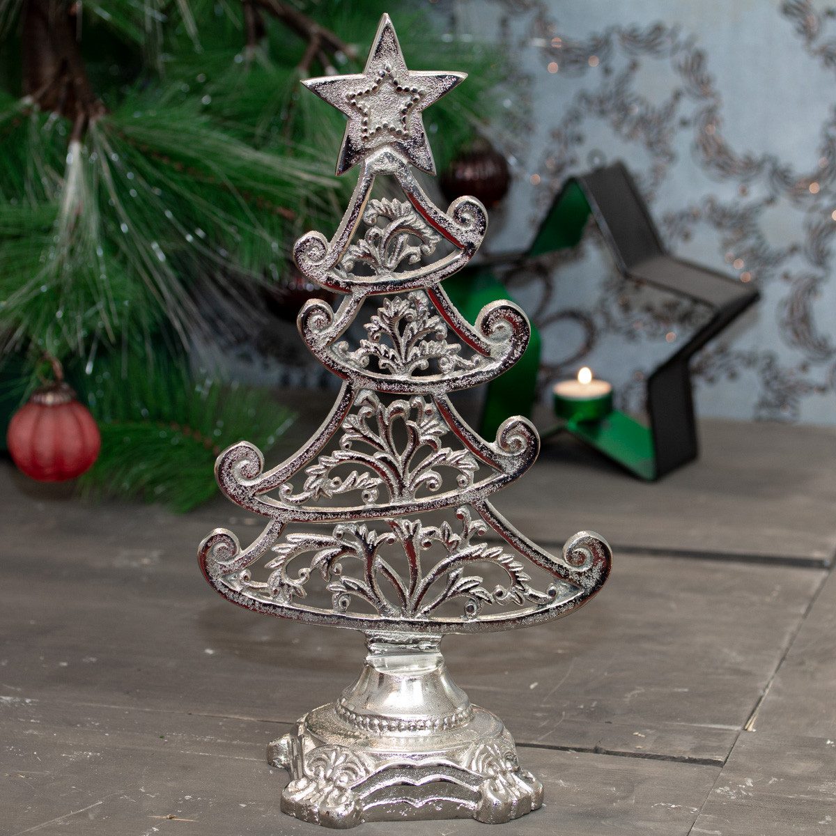 Antikas Weihnachtsfigur Tannenbaum, Aluminium, Weihnachtsbaum für Fensterbr günstig online kaufen