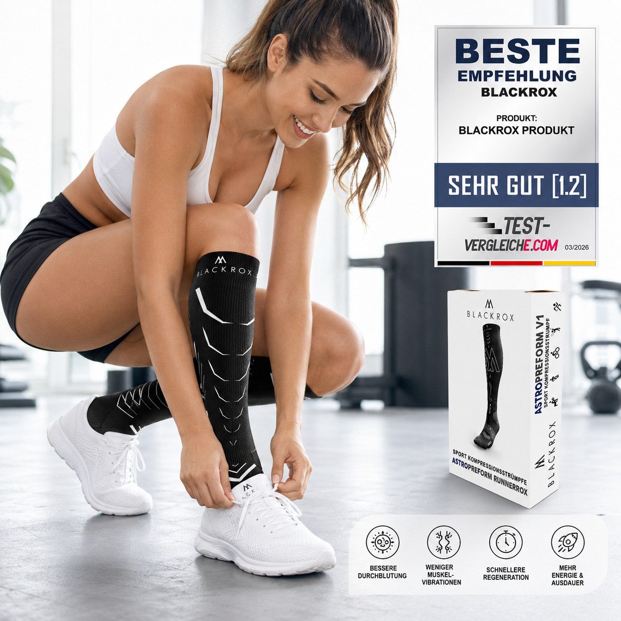 BLACKROX Kompressionsstrümpfe [Vergleichssieger 2026] Gr. S-XL, Für Damen & Herren, VIPEROX