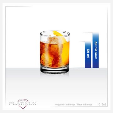 PLATINUX Schnapsglas Shotgläser, Glas, 50ml (max60ml) Tequilagläser Wodkagläser Pinnchen 5cl Schnapsgläser